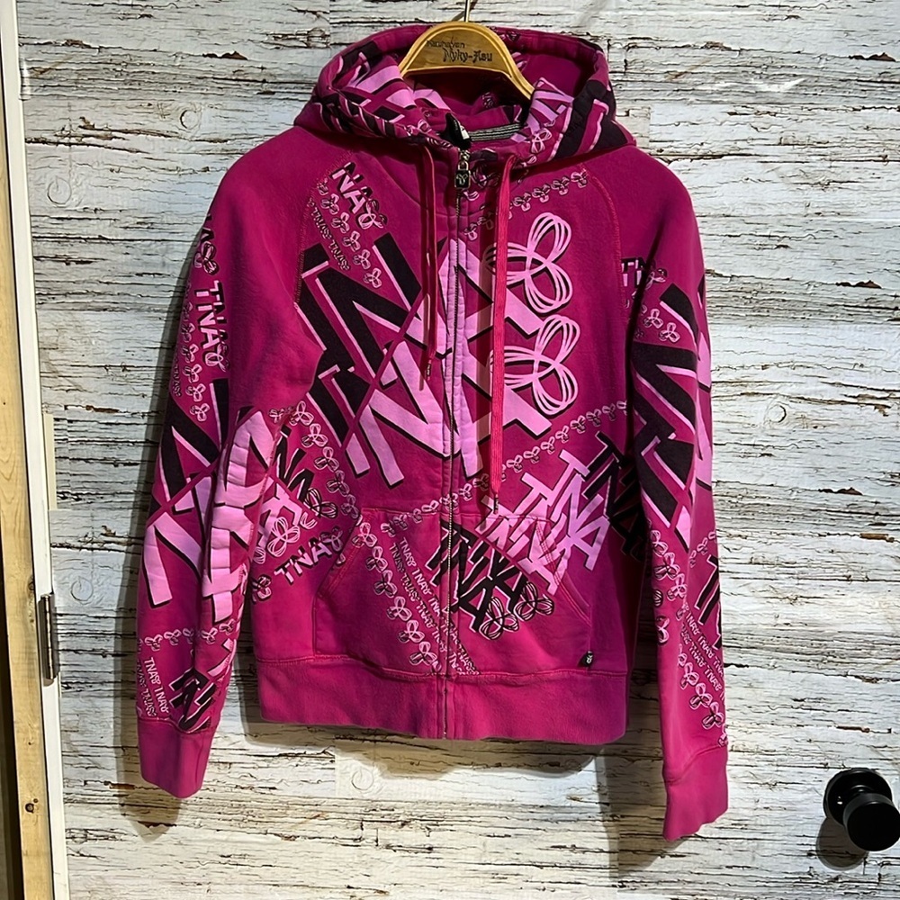 Aritzia Pink Graphic Zip-Up Hoodie